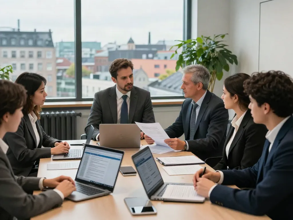 Lead Roedl lawyers guiding international businesses in a modern office setting.